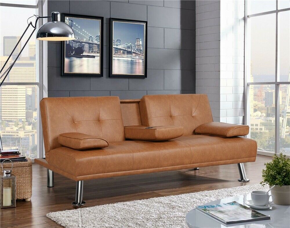 SilverCrate™ Faux Leather Convertible Sofa Bed – SilverCrate Plus