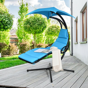 SilverCrate+™ Hanging Chaise Lounge Swing Chair w/ Cushion & Steel Frame (330lbs cap.)