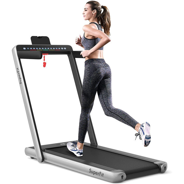 SilverCrate+™ 2.25 HP 2-in-1 Folding Walking Pad Treadmill w/ Dual Display & App Control