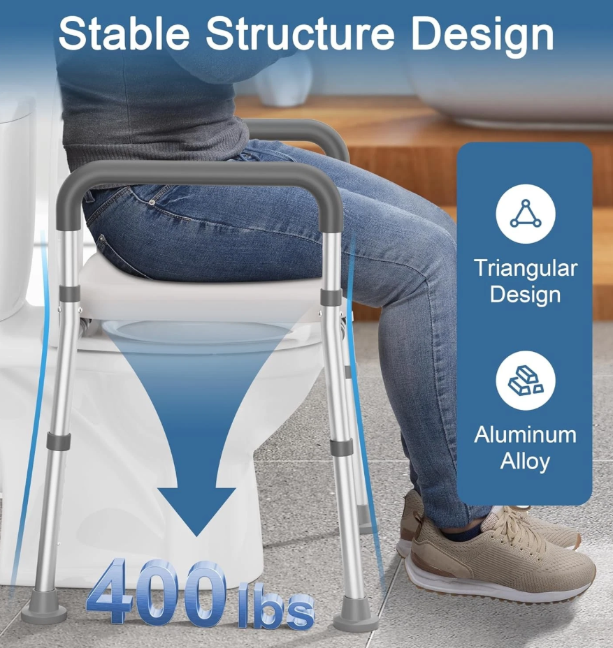 SilverCrate+™ 400lbs Capacity Raised Toilet Seat w/ Handles