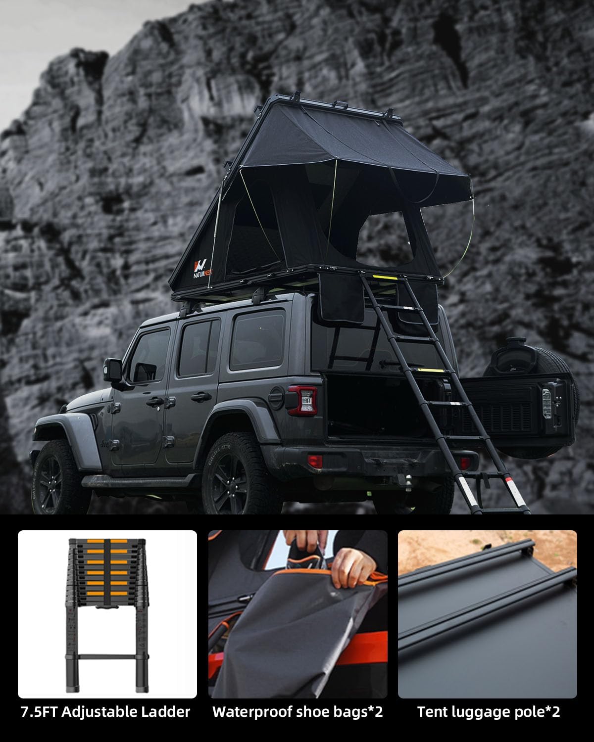 SilverCrate+™ Hard Shell Rooftop Tent - Overland, Hiking, Camping Tent - (Fits ALL Vehicles)