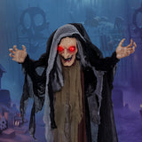 SilverCrate+™ 5.2" Halloween Animatronic Standing Witch & Old Lady (with VOICE EFFECTS)