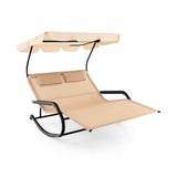 SilverCrate+™ 2 - Person Rocking Chaise Lounge w/ Canopy & Wheels (660 lbs Weight Capacity)