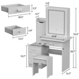 NEW! SilverCrate+ Makeup Vanity Set with Sliding Lighted Mirror Dressing Table (33"L x 15.7"W x 52.4"H)