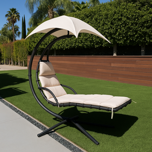 SilverCrate+™ Hanging Chaise Lounge Swing Chair w/ Cushion & Steel Frame (330lbs cap.)