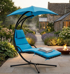 SilverCrate+™ Hanging Chaise Lounge Swing Chair w/ Cushion & Steel Frame (330lbs cap.)