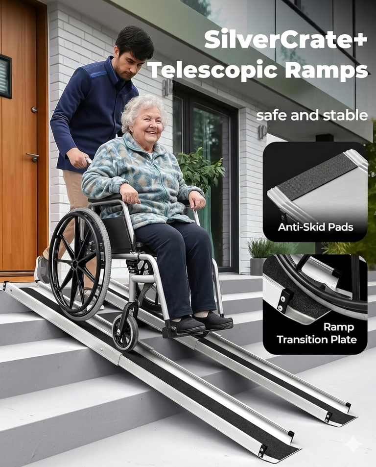 SilverCrate+™ Telescopic Wheelchair Ramps (6 FT) – SilverCrate Plus