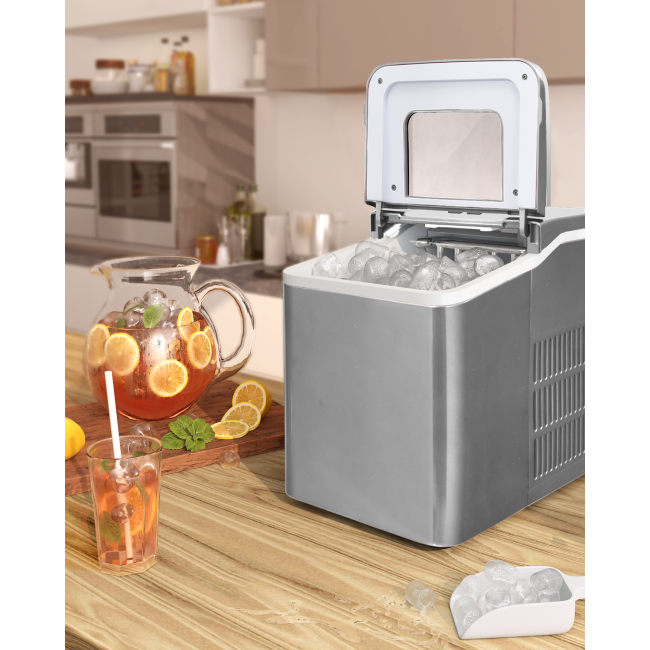 SilverCrate+™ 26lbs/24h Portable Countertop Ice Maker Machine w/ Scoop
