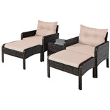 SilverCrate™ 5 Pieces Patio Sofa Ottoman Furniture Set with Cushions