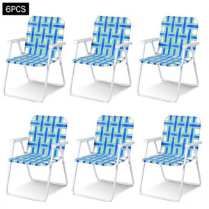 SilverCrate+™ 6 Pcs Folding Beach Chair Camping Lawn Webbing Chair