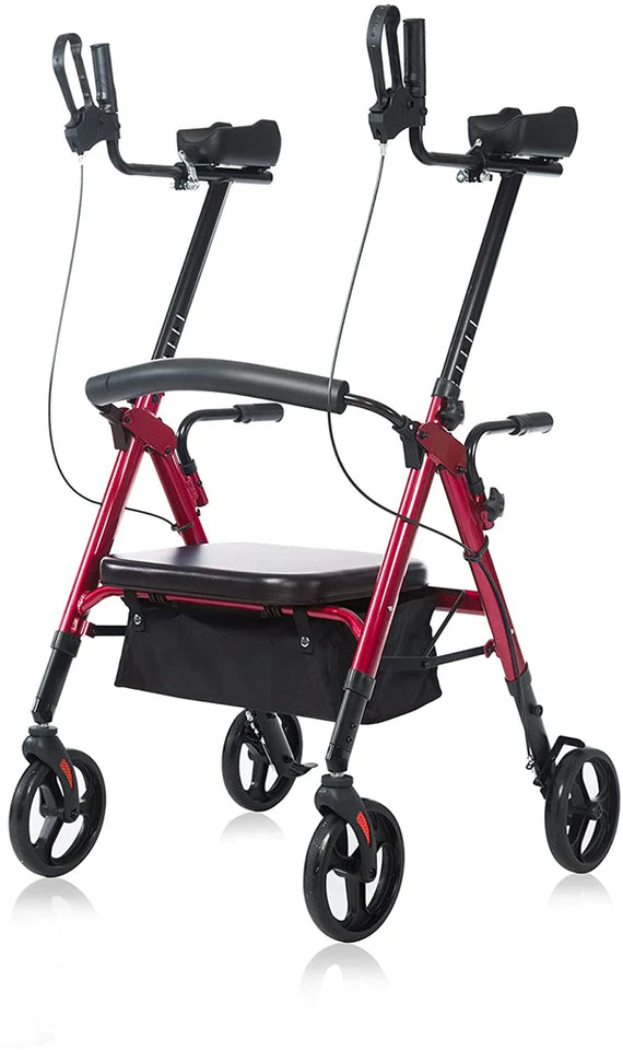 SilverCrate+™ Bariatric Stand Up Rollator Walker W/ Extra Wide Padded Seat (500lbs capacity)