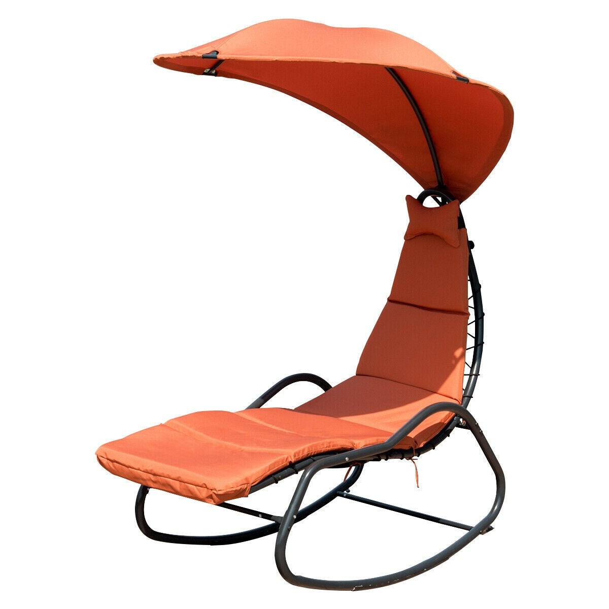 SilverCrate+™ Patio Chaise Lounge Rocking Chair (330lbs cap.)