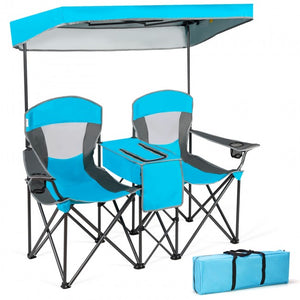 SilverCrate+™ Portable Folding Beach Canopy Chairs w/ Cup Holder