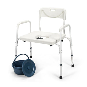 SilverCrate+™ 3-in-1 Portable Bedside Toilet Assist w/ Adjustable Height (350lbs capacity)