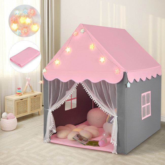 SilverCrate+™ Kids Castle Tent w/ Star Lights and Mat