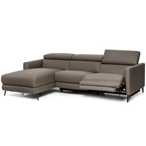 SilverCrate+™ Leather Air Power Reclining Sectional Sofa w/ Adjustable Headrests