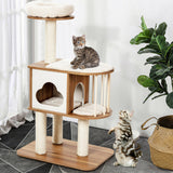 SilverCrate+™ 46 Inch Wooden Cat Activity Tree with Platform & Cushions