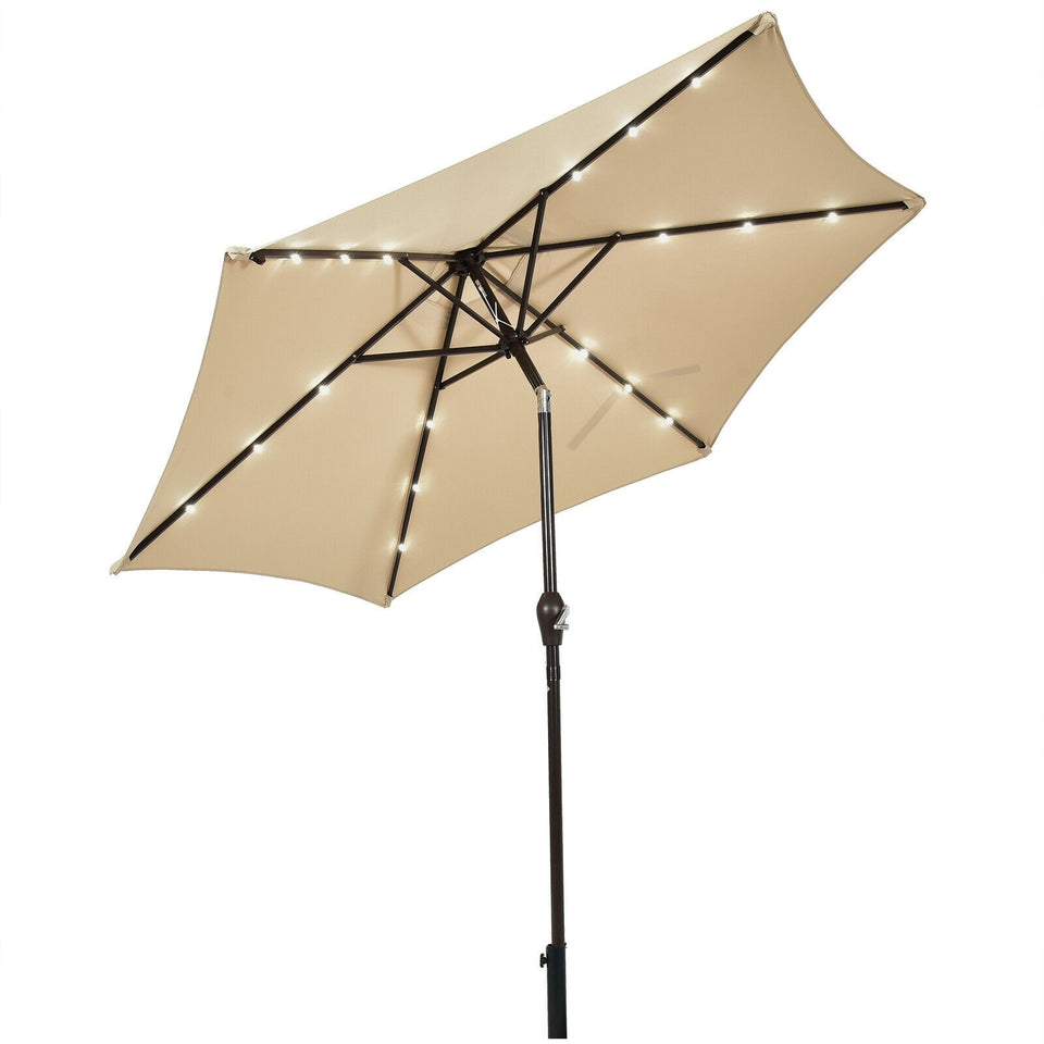 SilverCrate+™ 9" Patio Solar LED Umbrella Sun Shade w/ Crank Lift