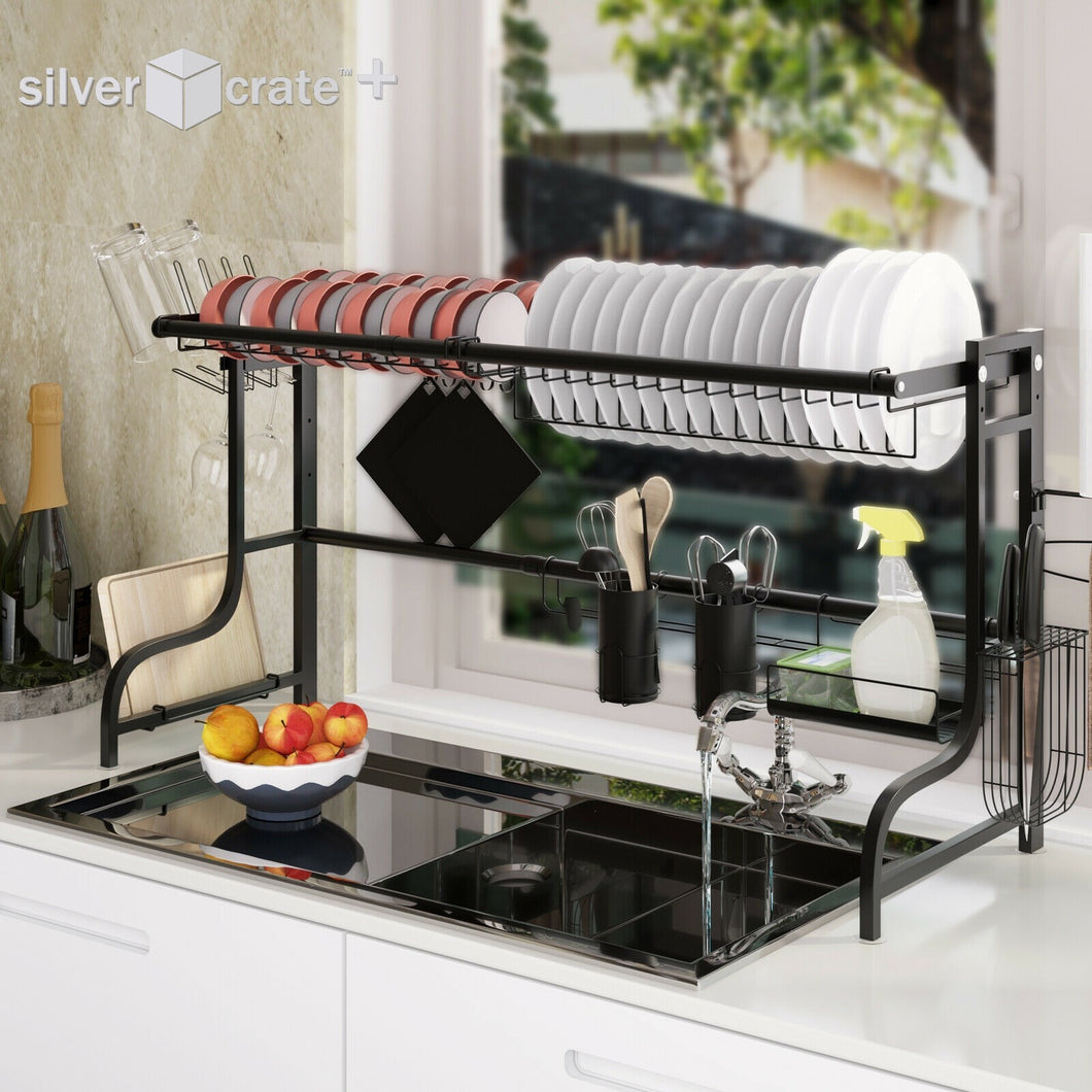 SilverCrate+™ Adjustable Dish Drying Rack Kitchen Organizer (Size from 23.5