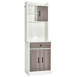 SilverCrate+™ 3-Door 71" Kitchen Buffet Pantry Storage Cabinet w/ Hutch and Adjustable Shelf