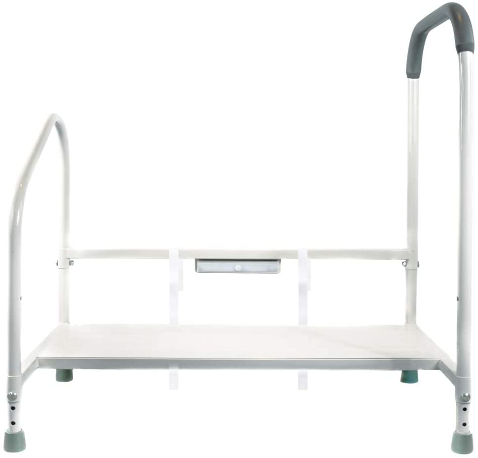 SilverCrate+™ Bed Rails For Elderly w/ Adjustable Height Bed Step Stool & LED Light