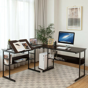 SilverCrate+™  L-Shaped Computer Desk with Tiltable Tabletop