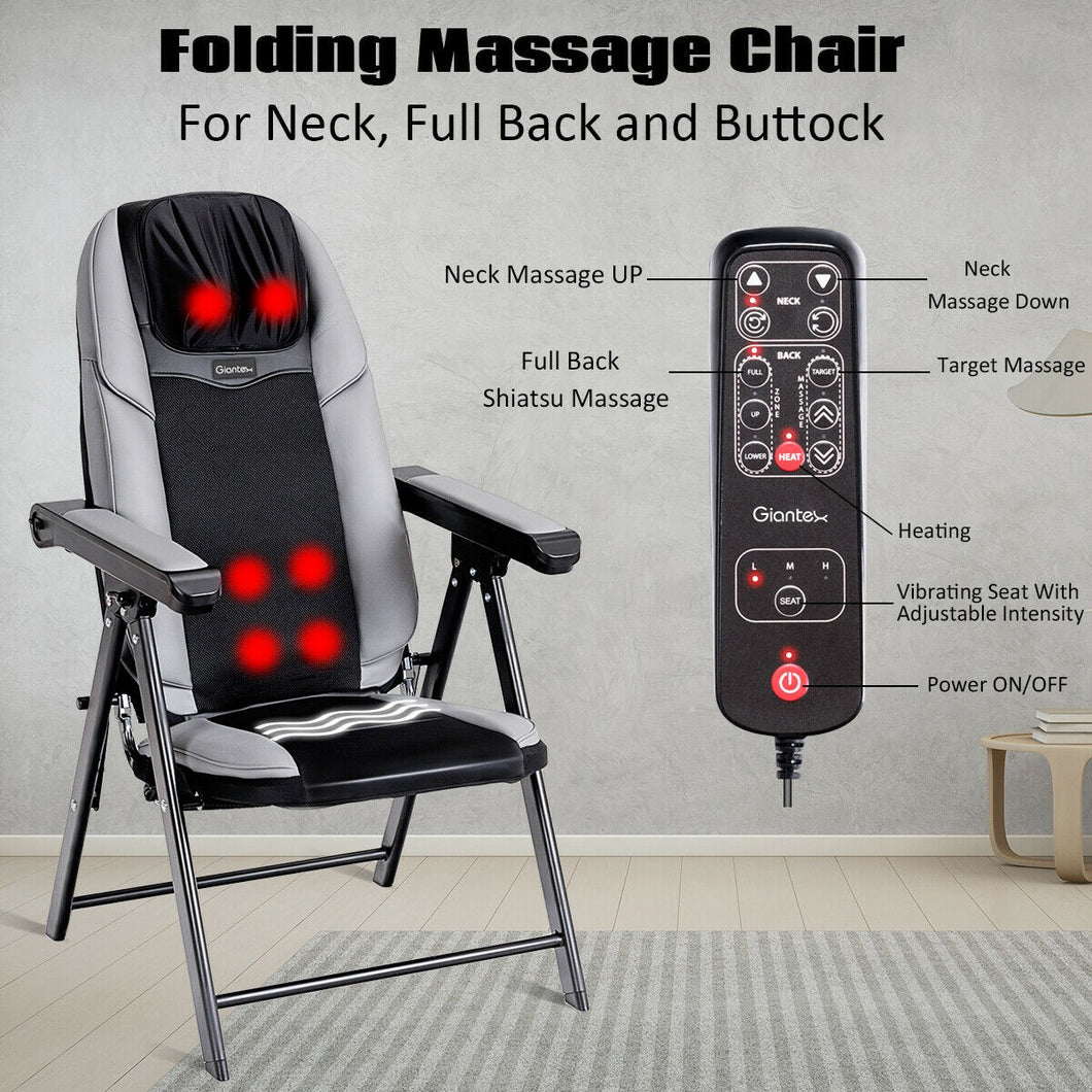 SilverCrate+™ Adjustable Foldable Shiatsu Massage Chair with USB Port