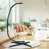SilverCrate+™ Hanging Lounge Macrame Swing Chair w/ Stand base (330lbs cap)