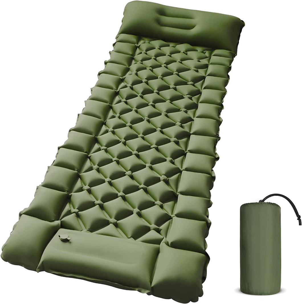 SilverCrate+™ Ultralight Inflatable Sleeping Mat w/ Built-in Foot Pump