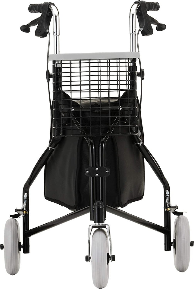 SilverCrate+™ 3 Wheel Rollator Walker w/ Bag & Storage Basket ( 330 lbs Weight Capacity)