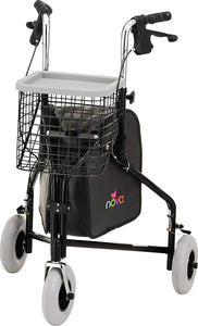 SilverCrate+™ 3 Wheel Rollator Walker w/ Bag & Storage Basket ( 330 lbs Weight Capacity)