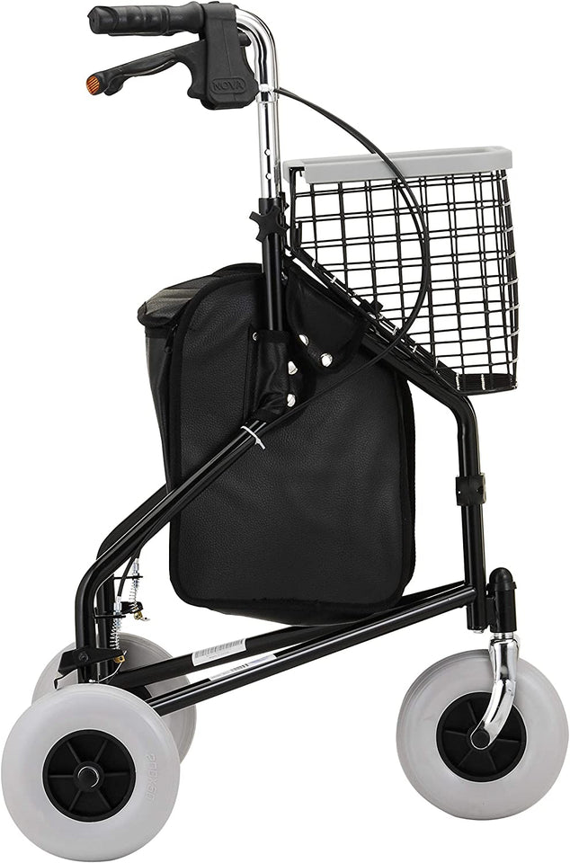 SilverCrate+™ 3 Wheel Rollator Walker w/ Bag & Storage Basket ( 330 lbs Weight Capacity)