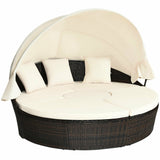 SilverCrate+™ Patio Round Daybed Rattan Furniture Sets with Canopy