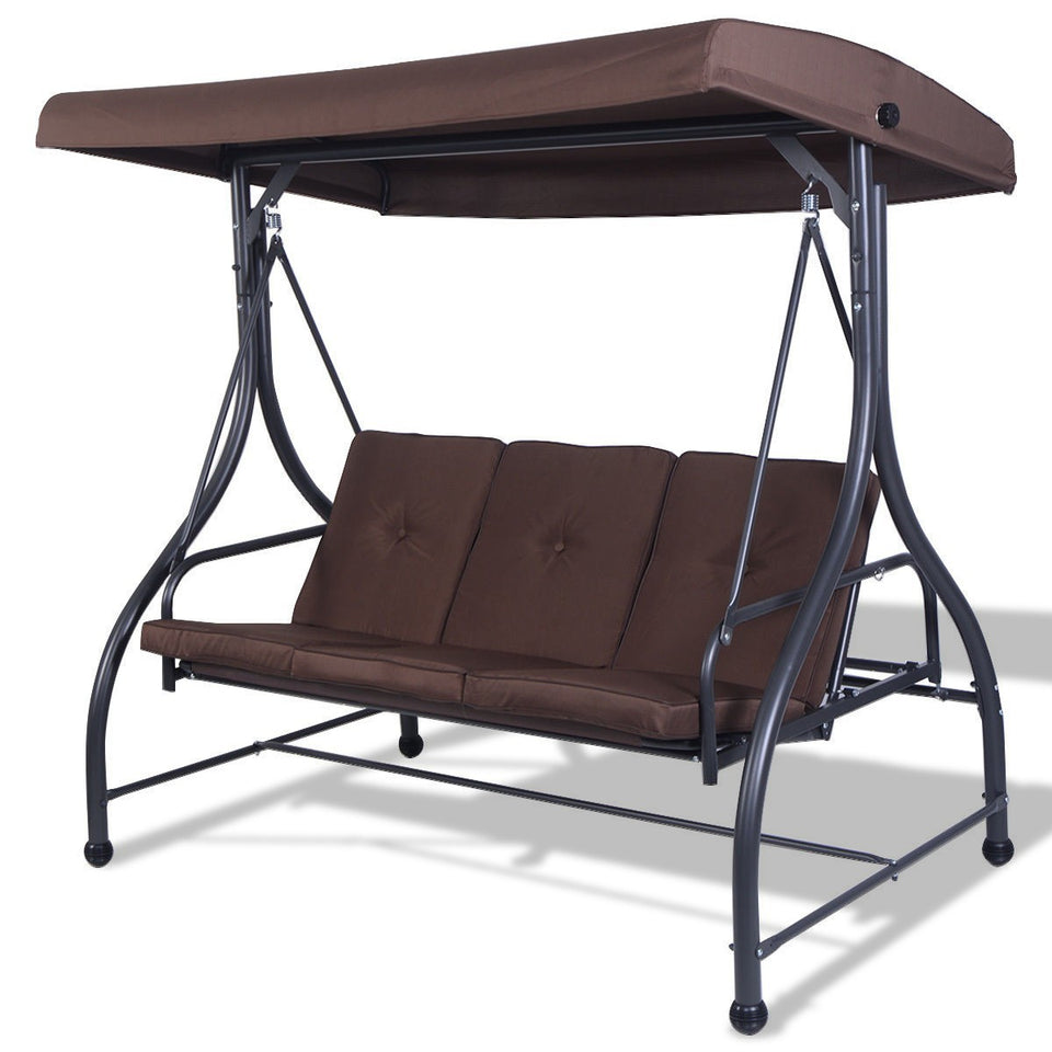 SilverCrate+™ 3 Person Swing Sofa w/ Adjustable Canopy (Cap. 750lbs)