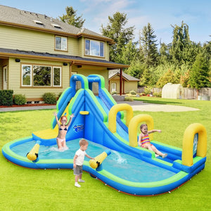 SilverCrate+™ Inflatable Kids Bounce House with Water Slides & Water Cannons w/ Blower