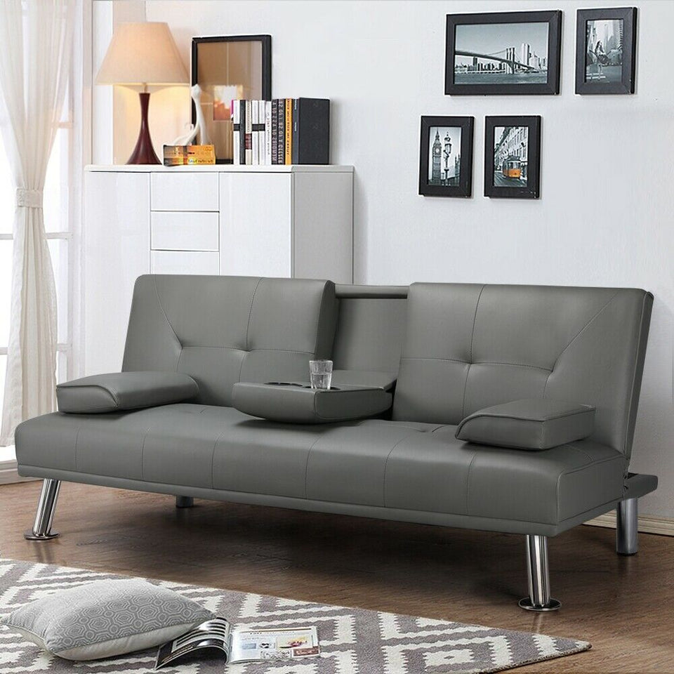 SilverCrate™ Faux Leather Convertible Sofa Bed