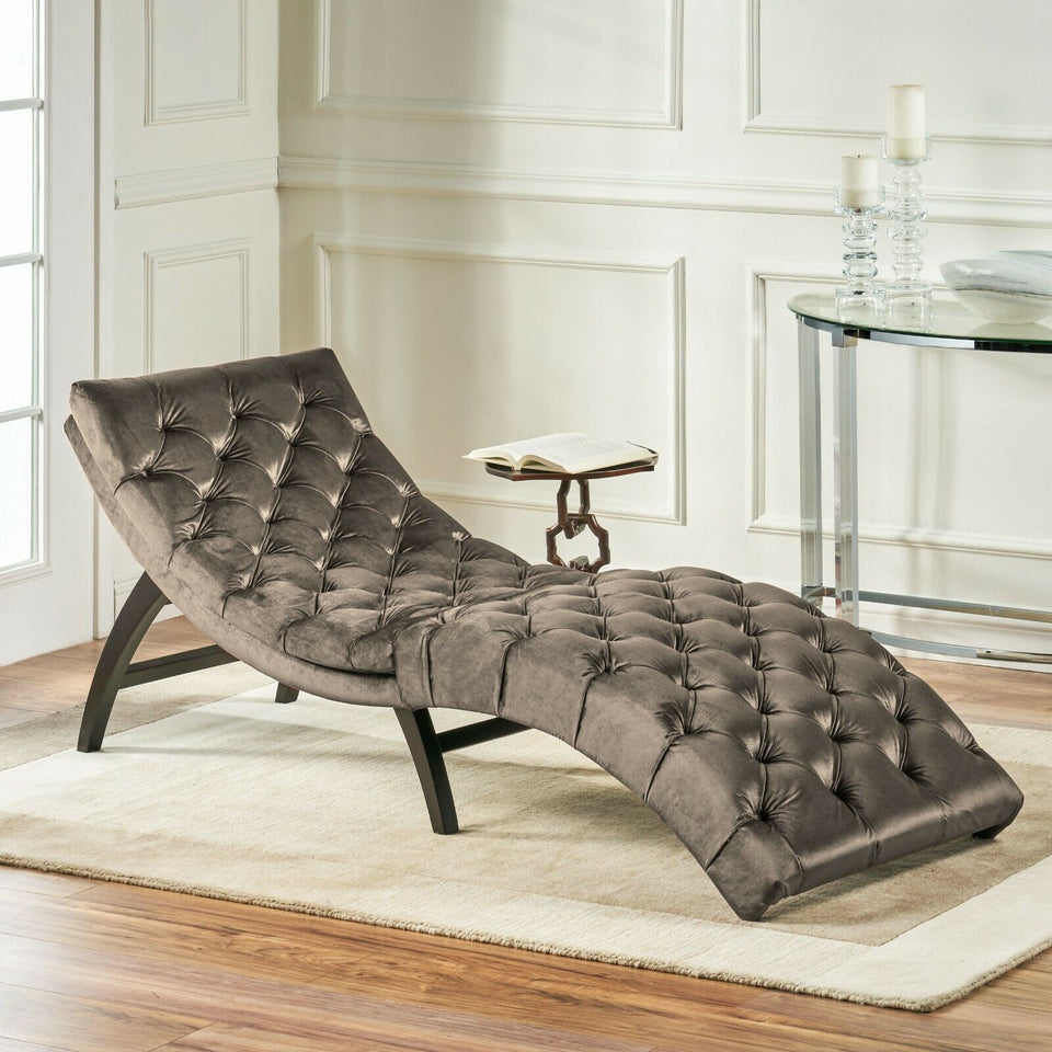 SilverCrate+™ Garret Tufted Velvet Chaise Lounge Sofa