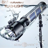 SilverCrate+™ 8 in 1 Solar Multifunctional Flashlight w/ Recharging Power Bank - (2000mAh)
