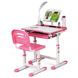 SilverCrate+™ Posture Corrector Adjustable Kids Desk Chair Set w/ Lamp & Book Stand