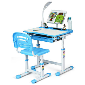 SilverCrate+™ Posture Corrector Adjustable Kids Desk Chair Set w/ Lamp & Book Stand